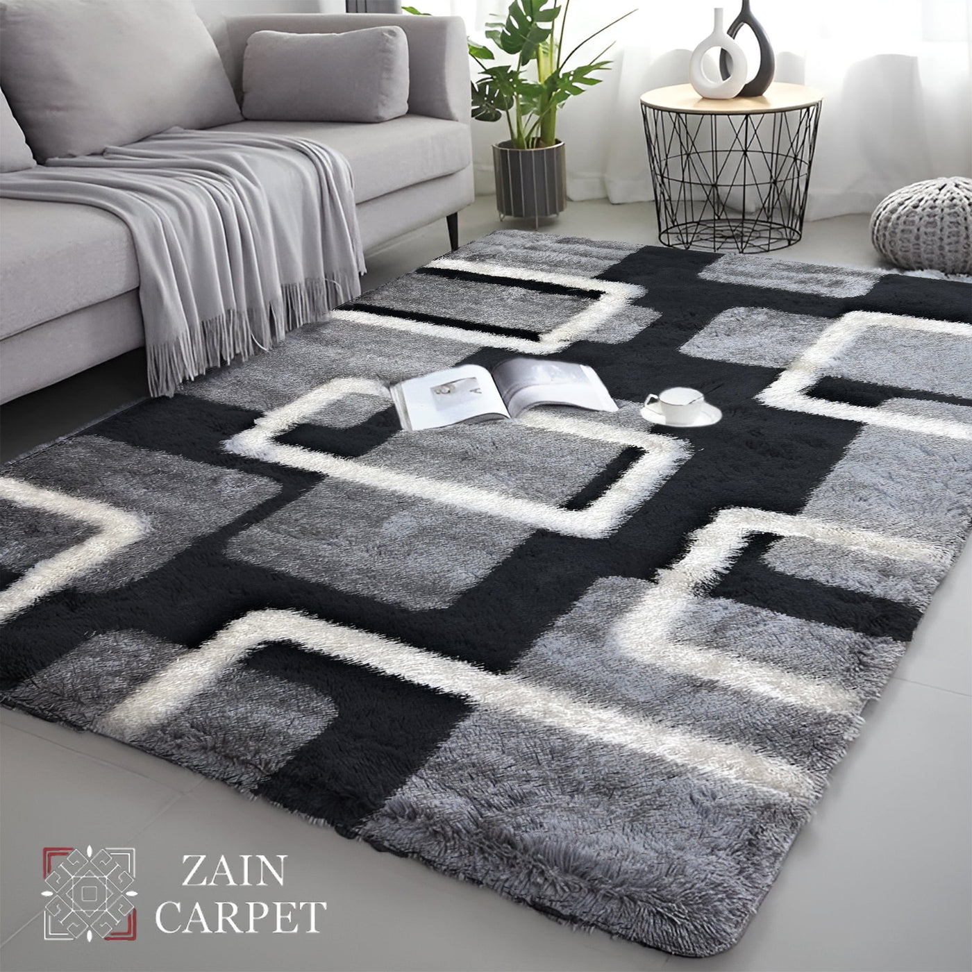 IMPORTED TURKISH-EMBOSSED SHAGGY RUG