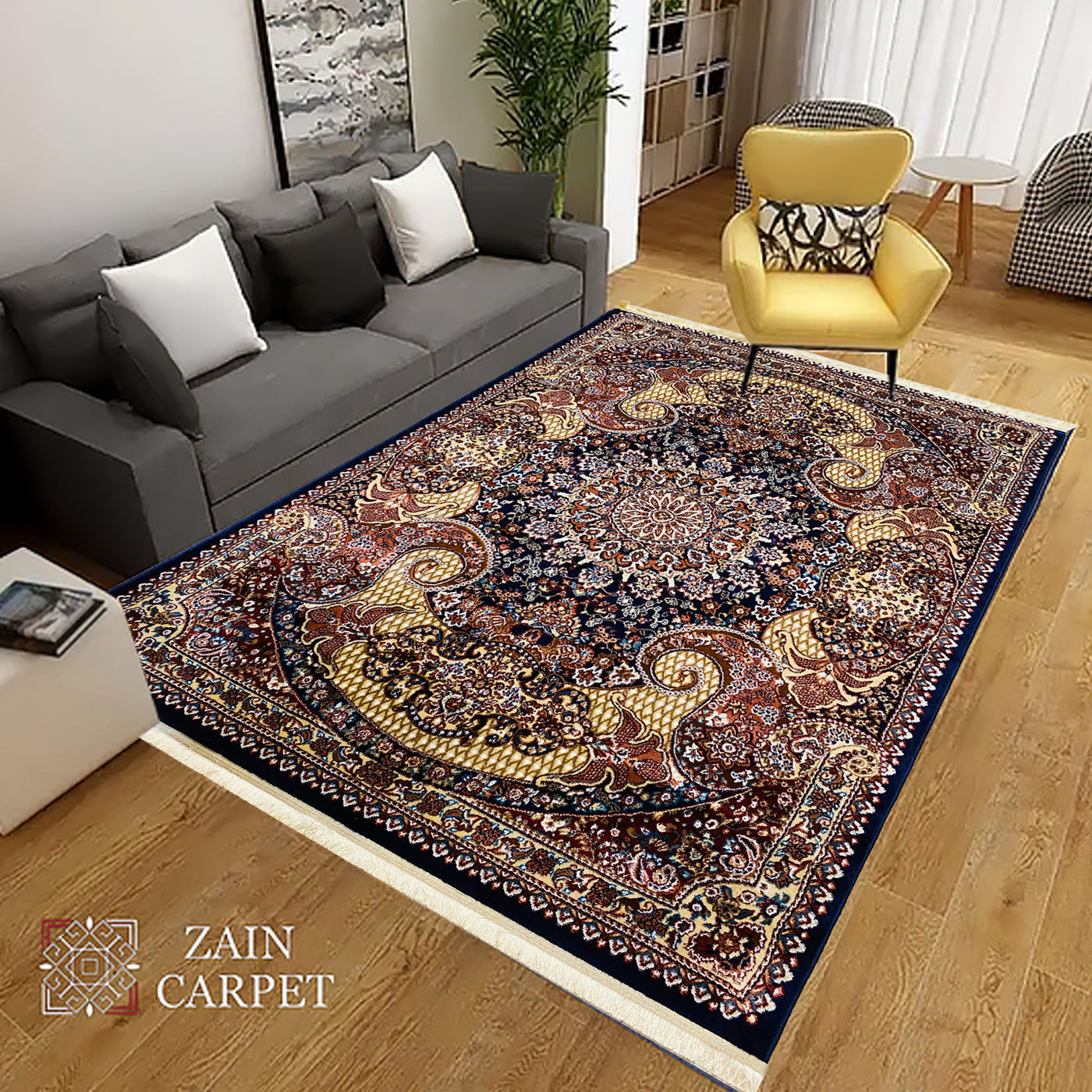 TRADITIONAL-POLYPROPYLENE YARN RUG ANTIQUE(DARK BLUE)