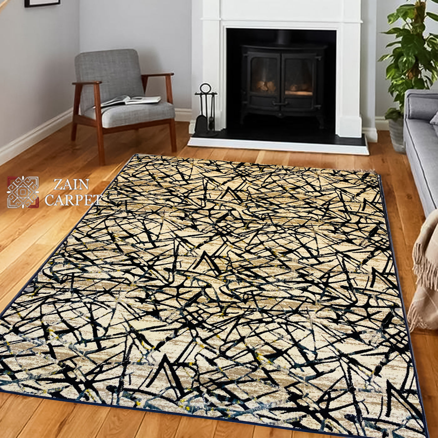 MODERN SHINING-POLYPROPYLENE YARN RUG (BLUE)
