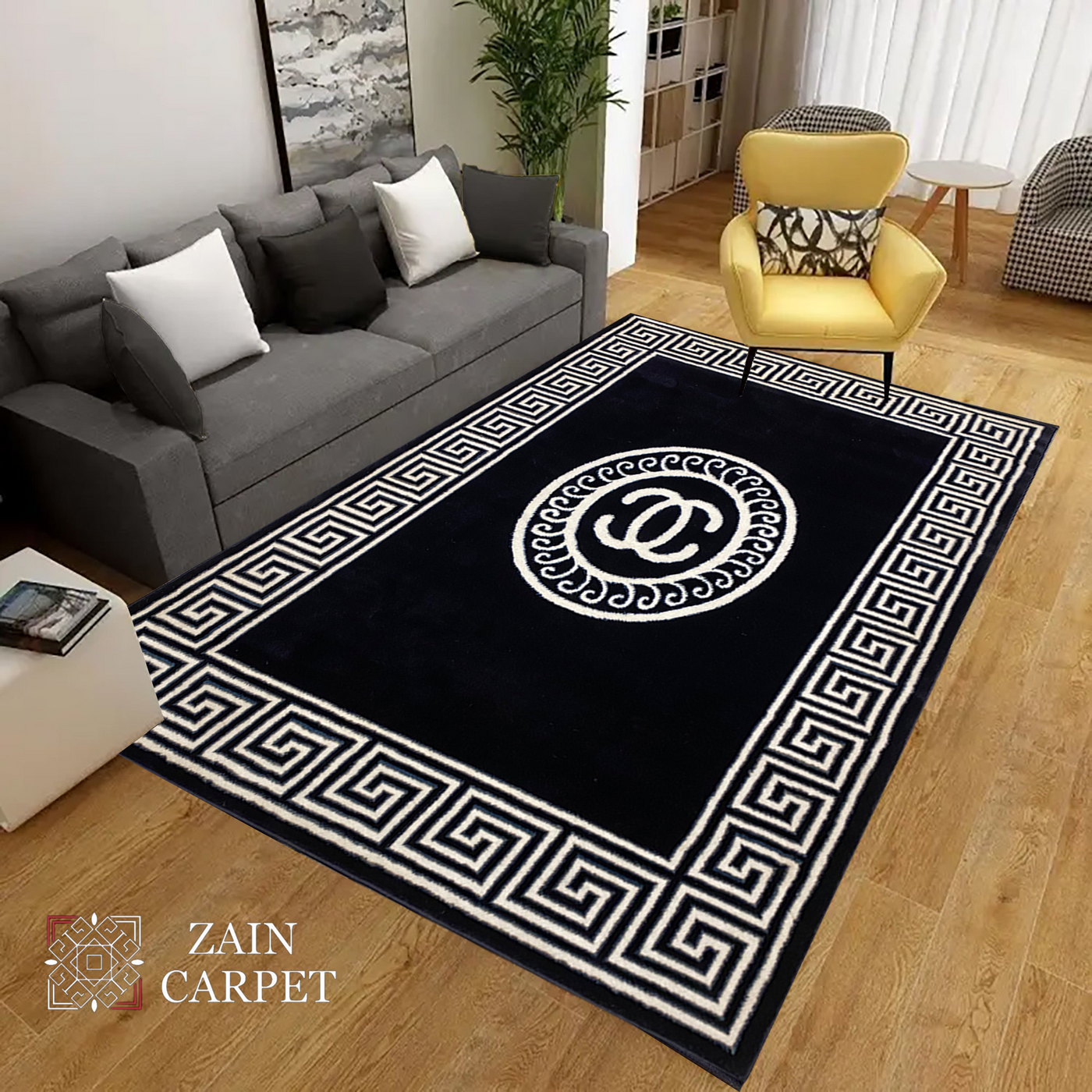 MODERN POLYPROPYLENE RUG (NAVY BLUE)