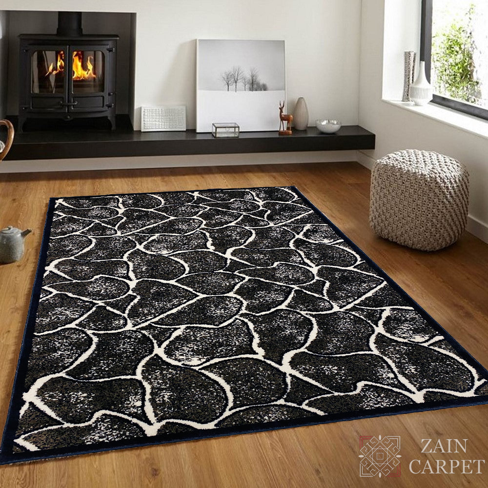 MODERN POLYPROPYLENE RUG (NAVY BLUE)