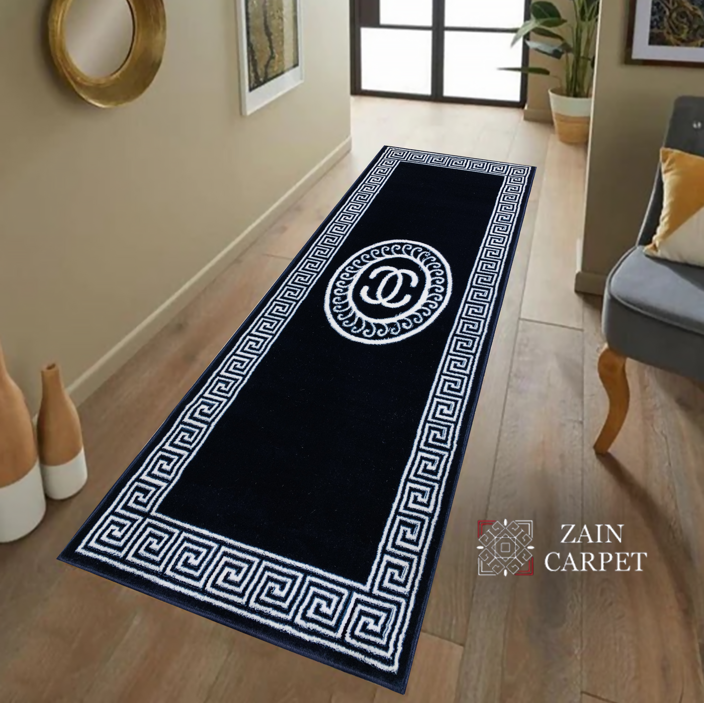 Dark Blue-Modern Polypropylene Runner 2.6 Ft Width X 6.6 Ft Length