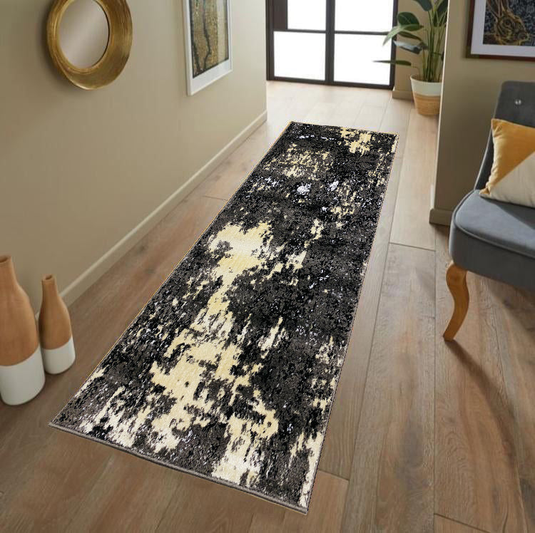 Grey-Modern Polypropylene Runner 2.6 Ft Width X 6.6 Ft Length