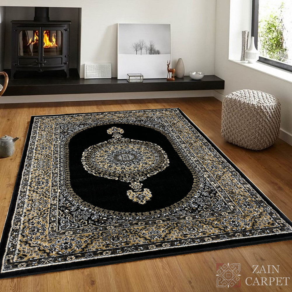 POLYPROPYLENE PERSIAN RUG BLACK (6.6 x 9.6)